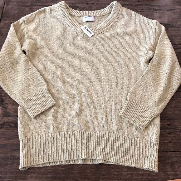 NWT Old Navy Size Large Oversized Voop Neck Green Tunic Length Sweater Pullover - Picture 3 of 7